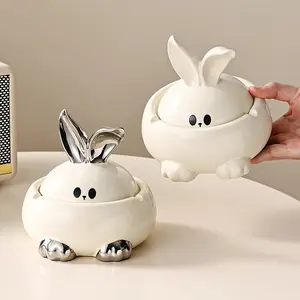 Rabbit Ceramic Ashtray, Cute and Practical, for Living Room Coffee Table