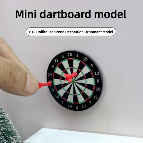 3-Piece Miniature Magnetic Dartboard Model Set, Self-Adhesive Base, Dollhouse Decoration & Model House Accessories, DIY Wall Decor, Darts Board