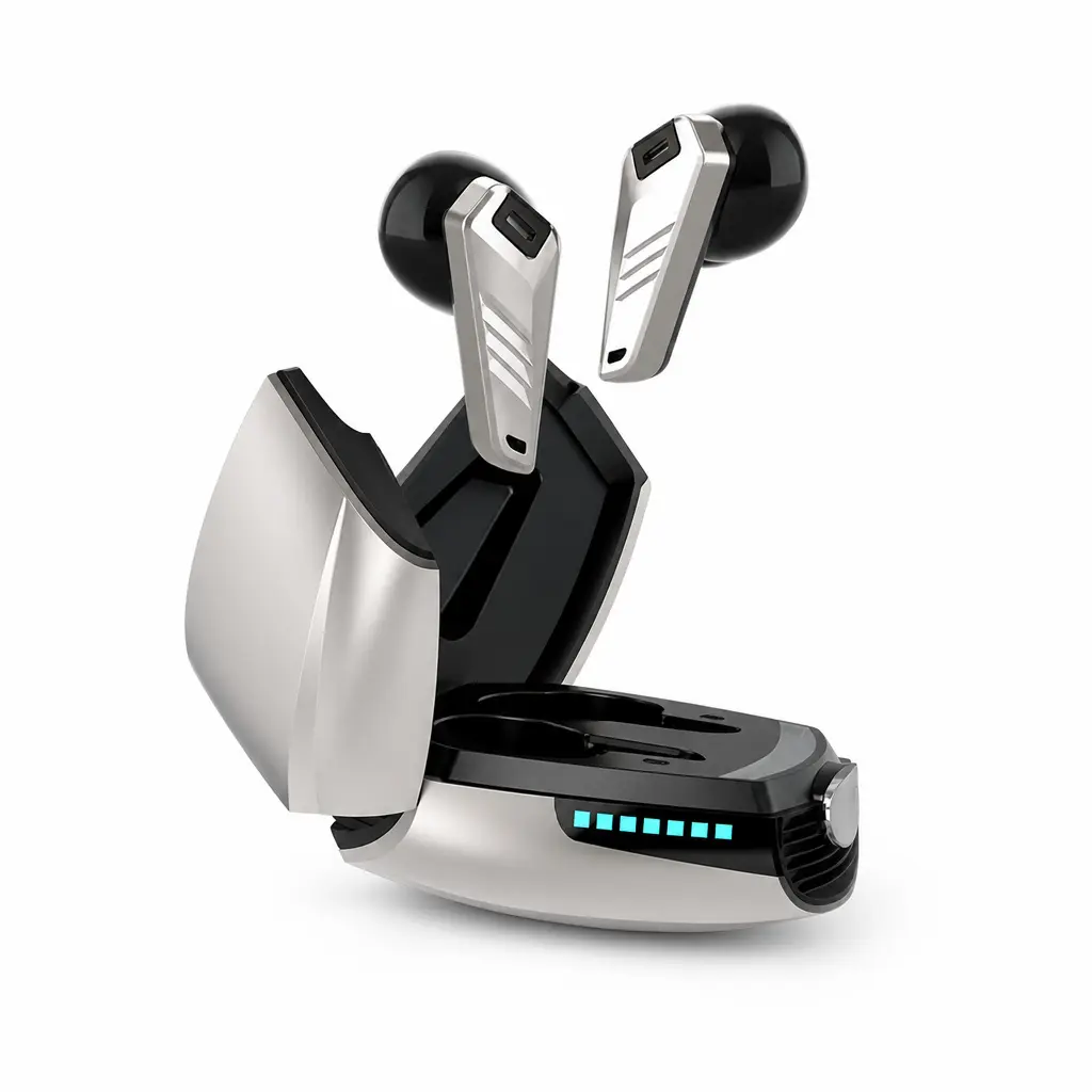YX07-G Wireless Bluetooth Headphones with Charging Case - Sleek Design, LED Battery Indicator, Portable On-the-Go Audio Earbuds, Headphone