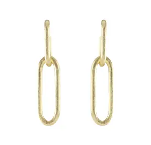 18K Drop Paperclip Earrings