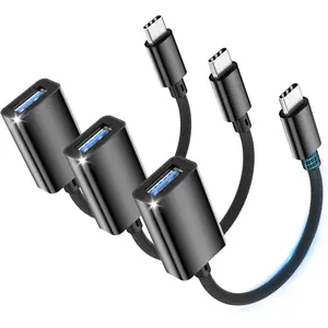 USB C to USB 3.0 Adapter [3 Pack], USBA Female to USBC Male OTG Cable Adaptador USB A Tipo C Compatible with i-Phone 16 15 Pro Max, Mac-Book Pro/Air, S25/S24/S23, Black