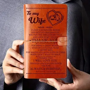 Faux Leather Journal for Wife 140 Pages Refillable Writing Notebook Romantic Anniversary Christmas Gifts for Her with Heart Design