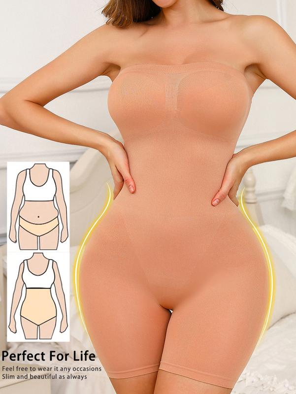 Women's Seamless Strapless Corset Top Black Tummy Control Butt Lifting Four-Way Stretch Form-Fitting Bodysuit with Adjustable Straps & Zipper Closure for Everyday & Special Occasions Tummy Control Shapewear Sleek Formfitting Design