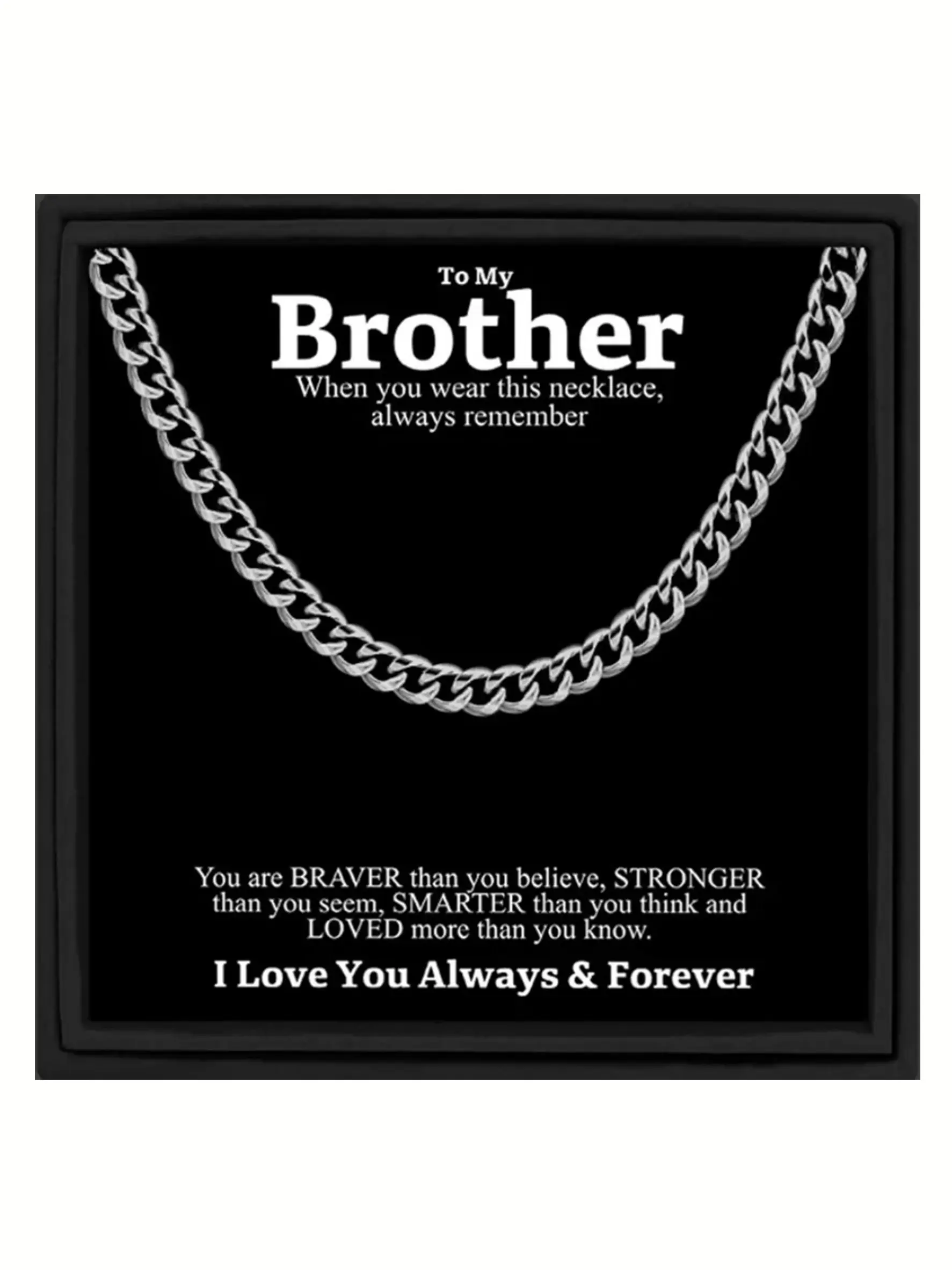 To My Brother Single Round Dense Link Cuban Link Design Cuban Chain Trendy Hip-Hop Thick Necklace | With Message Card & Gift Box | Perfect Christmas/Birthday/Party/Anniversary Gift