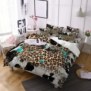 Soft Leopard Cow Print Bedding Set, Includes 1 Quilt and 1 or 2 Pillowcases Without Pillows, Children and Adult Bedroom Decor, Duvet Set