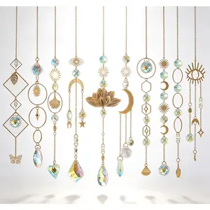 10-piece crystal dream catcher pendant set with chain rainbow ball pendant ornaments, suitable for indoor windows, courtyards, gardens, terraces, car mirrors and Christmas tree decorations.