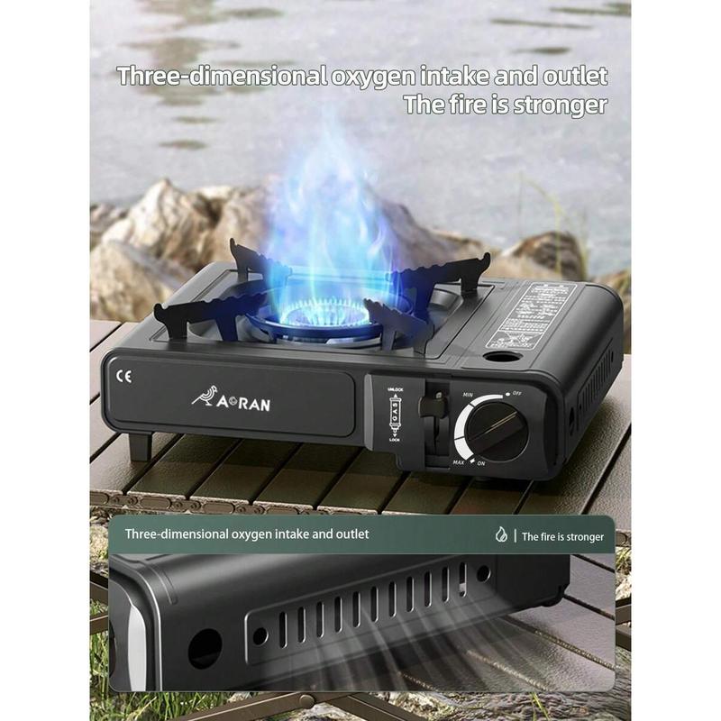 Butane Stove With Wind Deflector, Kitchen Gas Stove, Outdoor Grill, Automatic Ignition, Portable Gas Stove With Carrying Case (Fuel Not Included)