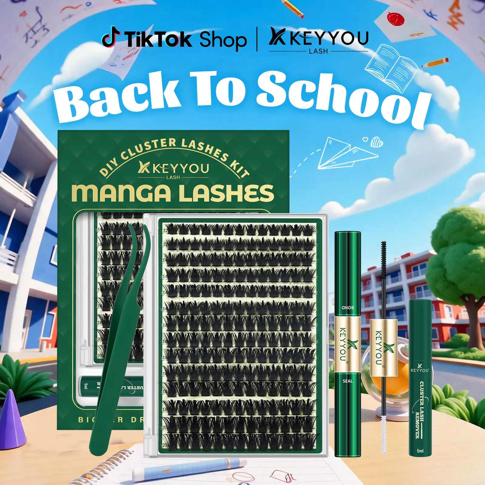 【Manage Only】StarrlNight Kit | KEYYOU Black Pearl Lash Clusters | Waterproof & Long-Lasting | Fashion Wet Look | Beginner-Friendly DIY | Salon-Grade Lash Extension Alternative | Flawless Voluminous Finish | Evil lash | Trendy Must-Have #BackToSchool