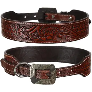 Heritage Bloom Leather Dog Collar