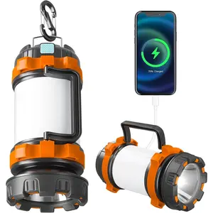 Camping Lantern Reaching, Camping Flashlight 4000 Capacity Power Bank,6 Modes, IPX4 Waterproof, Led Lantern Camping, Hiking, Outdoor Recreations, USB Charging Cable Included