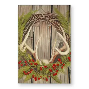 Begin Home Decor C1ROAR468085DE 4 x 6 ft. Christmas Wreath with Panache - Rustic Green Outdoor Rug - Rectangle