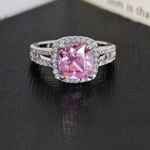 Square 4 prong diamond ring for women, suitable for wedding, party and daily wear