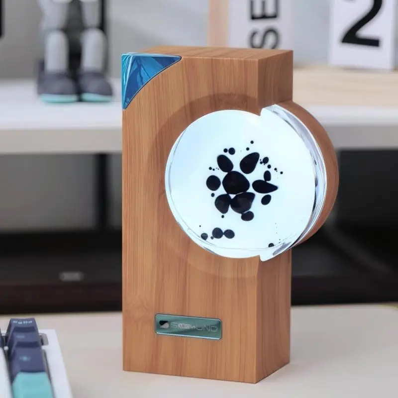 Wooden Base Ferrofluid Music Rhythm Lamp, 1 Count Creative Desktop Ornament Lamp, Novel and Interesting Desktop Decorative Light for Home Office Inter