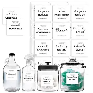 [High Quality]Minimalist Laundry Room Labels Set, 36 White Matte Stickers on Clear