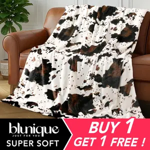 【SummerVibes】BLUNIQUE Cozy Cow Print Blanket Super Soft Throw Blankets for Couch Bed and Travel Plush Fuzzy Blanket for Women Girl Gifts Non Shedding Fleece Western Decor