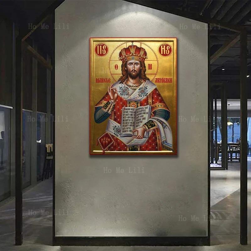 Orthodox Icon Of Christ The King Our Lord Jesus In Glory Divine Resurrection Religion Canvas Wall Art By Ho Me Lili Room Decor