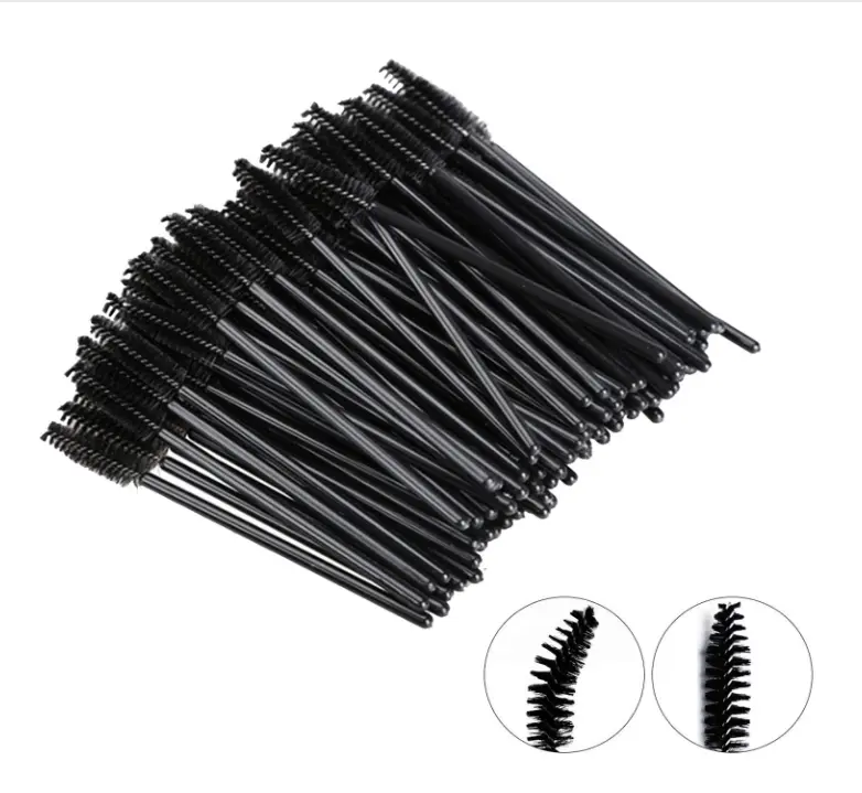 100 Pcs Disposable Eyelash Brushes for Eye Lashes and Makeup (Black)