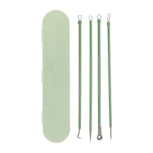 VOCOSTE 1 Set No Word Plastic Box Acne Needle Extractor Skin Care Tools Kit Green