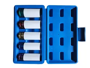 5PCS 1/2" Drive Impact Lug Nut Socket Set | 15 17 19 21 22 mm Wheel Protector Impact Socket Set Non-Marring Thin Wall Socket for Effortless Removal of Lug Nuts with Colored Protective Sleeve