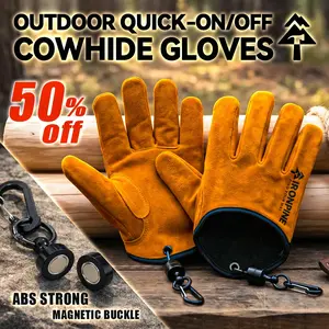 Leather Imitation Heat Resistant Gloves, Anti-Slip Grip, High Temperature Insulation, Breathable Outdoor Work Gloves, Protective Work Gloves, Camping Essentials
