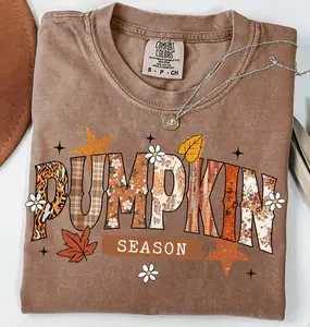 Comfort Colors Pumpkin Season Shirt, Retro Halloween , Preppy Pumpkin Bow, Halloween Shirt, Trendy Fall Pumpkins, Spooky Season Womenswear