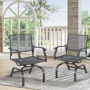 YODOLLA Outdoor Patio Swivel Dining Chairs Set of 2, Metal Rocking Chairs with High Back, Steel Metal Frame, Ideal for Lawn, Bistro, Porch & Garden