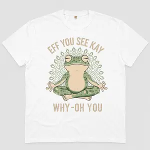 Menswear Short-Sleeve T-Shirt - Funny Zen Frog Graphic, Sarcastic Meditation Top, Vintage Boho Animal Casual T-Shirts for Frog Lovers