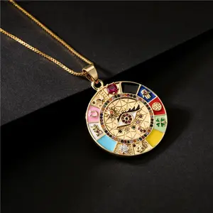 Women's Evil Eye Pendant Necklace with Enamel & Sparkling Zircon, Boho Bohemian Style, Trendy Vintage Design, Elegant Dainty Jewelry Perfect for Daily Wear, Beach & Gift Giving
