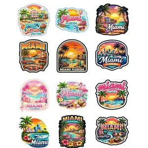 Miami Florida Stickers - Vibrant Tropical Designs with Palm Trees and Cityscape - Perfect for Travel Lovers and Souvenir Collectors