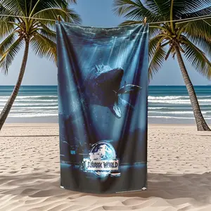 Jurassic World Deep Sea Dinosaur Large Beach Towel, Absorbent Bath Towel for Vacation, Sandproof Sunscreen, Suitable for Beach, Swimming, Travel, Yoga