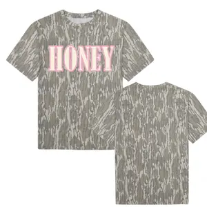 Honey Printing Original Bottomland Pattern Camo Tee 3D, Mossy Oak Washed Out Camo Tee, Honey Hunting 3D Gift for Him, for Her
