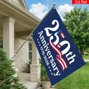 Flat 2D Banner, 1Pcs – Celebrating 250th Anniversary American Flag (1776-2026), Polyester Material, Size 3ft x 5ft, Blue Background with White Text & Star Design