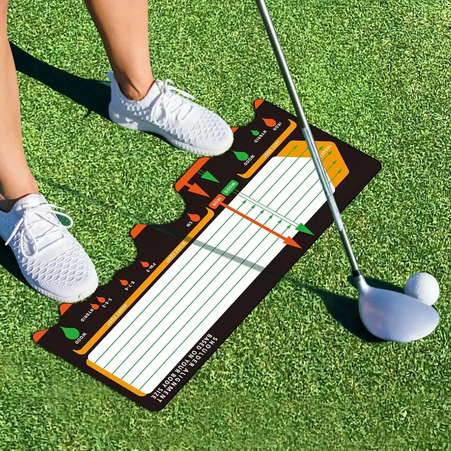 Golf Training Mat - 26.7in*11.4in Golf Practice Equipment with Alignment Guides for Home, Office, Backyard Indoor Putting & Outdoor Stance Practice