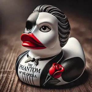 Handmade Opera Phantom Duck Figurine, Halloween Christmas Decoration, Resin Craft Gift for Home Office Desktop Window Decor, Resin Ornament