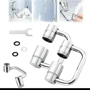 Universal Sink Faucet 1440° Rotatable AeratorExtension U Shaped Extender for Toddlers 2Modes Adjustable Flexiflow 1080° Rotating forBathroom Kitchen Silver High Pressure Head Instant Hot Water Heater Set Shower bathroom strainer drain Brass Finish holder