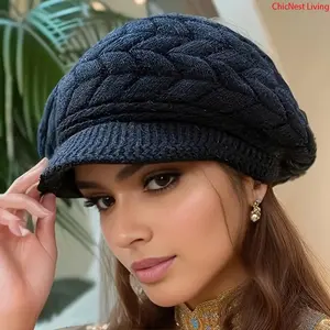 Women's Winter Slouchy Beanie Hat，Thick Cable Knit with Ear Flaps And Fringe Trim, Soft Stretchy Warm Headwear for Cold Weather,Machine Washable Cozy Bonnet，Hair Friendly Accessories for Daily Outdoor Winter Use
