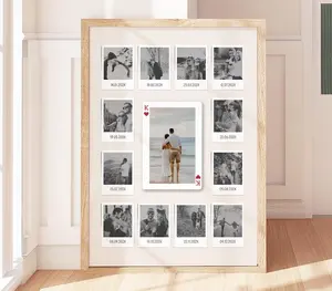 Couple Photo Collage Romantic Card Poster, Gift King Of Hearts Wall Art Anniversary Gift For Him