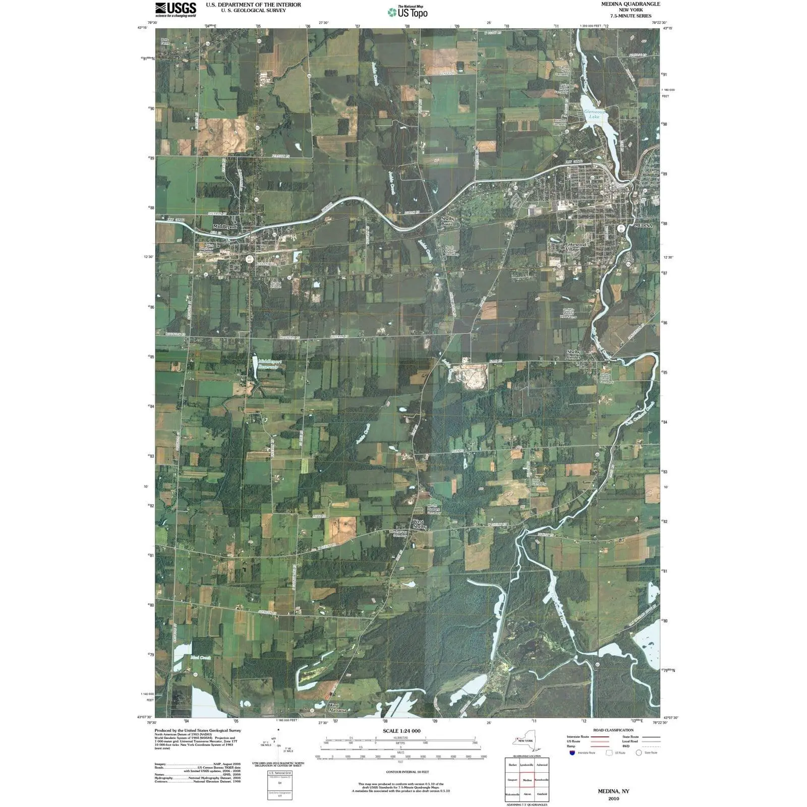 Medina New York USGS Topographic Quadrangle Map, 2013, 1:24000