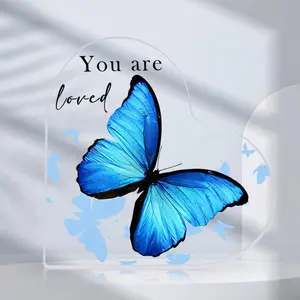 Butterfly Pattern Acrylic Plaque, Creative Desktop Ornament, Home Decor for Living Room Bedroom, Ideal Birthday Gift for Friend & Family, Signs
