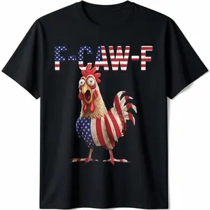 Cotton Printed Round Neck T-Shirt Chicken Quote Rooster Meme USA Flag T-Shirt adult Streetwear Casual Tropical Shortsleeve graphic tee