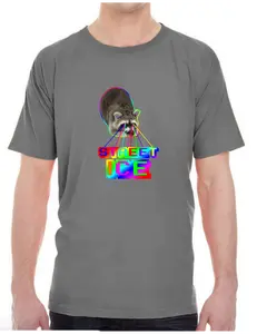 Street Ice Brand Laser Eyes Raccoon T-Shirt - Vintage Casual Design Featuring Myles's Spirit Animal for Early Street Culture Fans