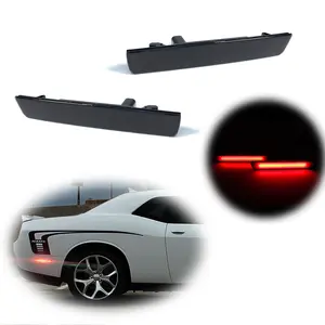 2PCS Smoked Lens Red LED Rear Side Marker lamps Lights For 2015 2016 2017 2018 2019 2020 2021 2022 2023 Dodge Challenger, Replace OEM 68195788AB, 68195789AB, 68195797AB, 68195796AB, 68195788, 68195789, 68195797, 68195796