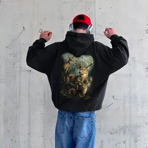 Vintage Deer 90s Graphic Hoodie, Grunge Retro Hunting Style Faded Sweatshirt, Nature Y2K Streetwear Pullover, 2000s Deer Gift Shirt, Made in USA.LKD