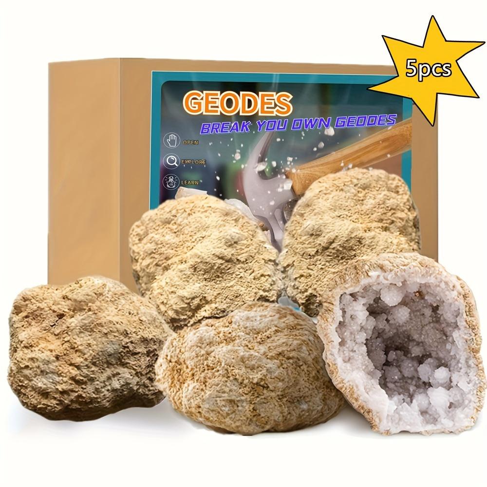1pc/3/4/5/6pcs (1.2-2")Natural Quartz Geode for Teaching and Collection - Unopened, Authentic Crystal Formation for Science Education and Home Decor, Premium Break Your Own Geodes, Crack Open & Discover Amazing Surprise Crystals Inside! DIY