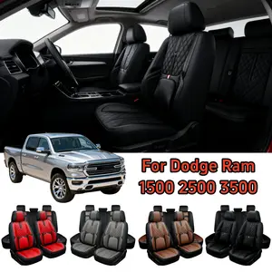 For Dodge Ram 1500 2500 3500 2009-2020 2021 2022 2023 Pickup Trucks Car Seat Covers Full Set, [Thicken Upgraded] Premium NAPA Leather Front Rear Seat Cushion Pad Non-slip Protector Mat Waterproof, Full Surround Design with Storage Bag, Split Rear Benches