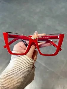 Cute Cat Eye Metal Frame Transparent Lenses Glasses, Suitable for Women Street Photography and Daily Use, Stylish and Trendy Eyewear, Trendy Casual Eyeglasses