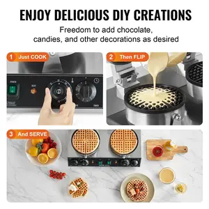 Spring new arrivals Commercial Waffle Maker Dual-Head Round Waffle Iron 2460W Non-Stick