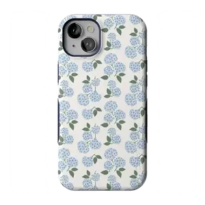 Nantucket Cottage Blue Hydrangea Phone Case, Floral Protective Phone Cover