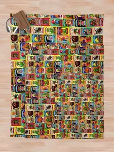 Garbage Pail Kids Vintage Trading Card Collage Print Flannel Blanket Cooling Blanket Homegoods Soft Cozy For Bedroom Living Room Sofa For Retro 80s Collectors Nostalgia Fans Perfect Gift summerwins