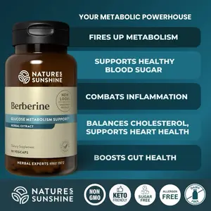 Nature's Sunshine Berberine Supplement - Metabolism Support Herbal Extract for Energy & Gut Health Dietary Supplement